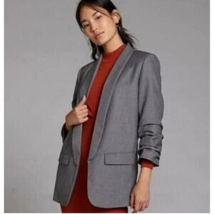 Mare Mare x Anthropologie Gray Long Cinch Sleeve Boyfriend XS Blazer MSRP $168